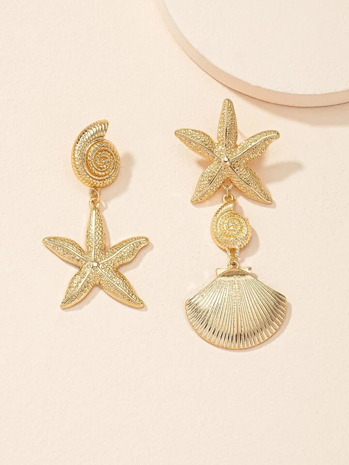 Pendientes largos estrella de mar & con concha | SHEIN
