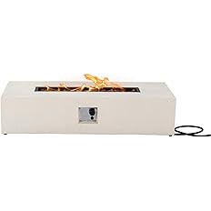 HOMPUS Outdoor Propane Fire Pit 56 inch x 28 inch Rectangle White Sandstone Concrete Fire Table w... | Amazon (US)