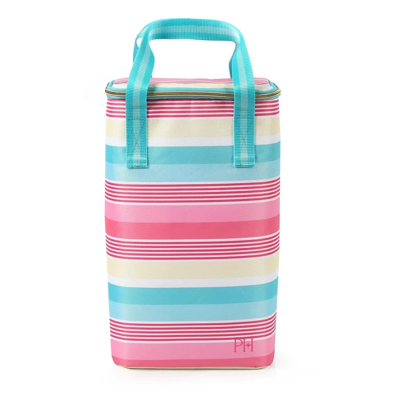 Paris Hilton Pink, Blue & Yellow Stripe Insulated Dual Wine Tote - Walmart.com | Walmart (US)
