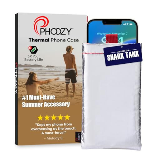 PHOOZY Apollo Thermal Phone Case | Insulated Phone Pouch Extends Battery Life 3X | Heat Resistant Drop Protection | Military Grade Water Resistant | Large | Silver | Amazon (US)