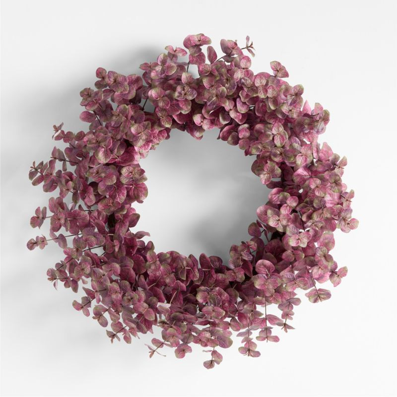 Faux Purple Smokebush Wreath 28" | Crate & Barrel | Crate & Barrel