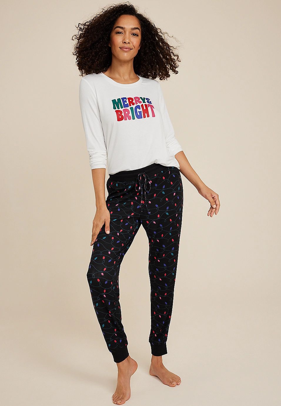 Holiday Graphic Tee And Jogger Pajama Set | Maurices