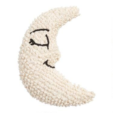 Ivory Moon Shaped Textured Throw Pillow | World Market