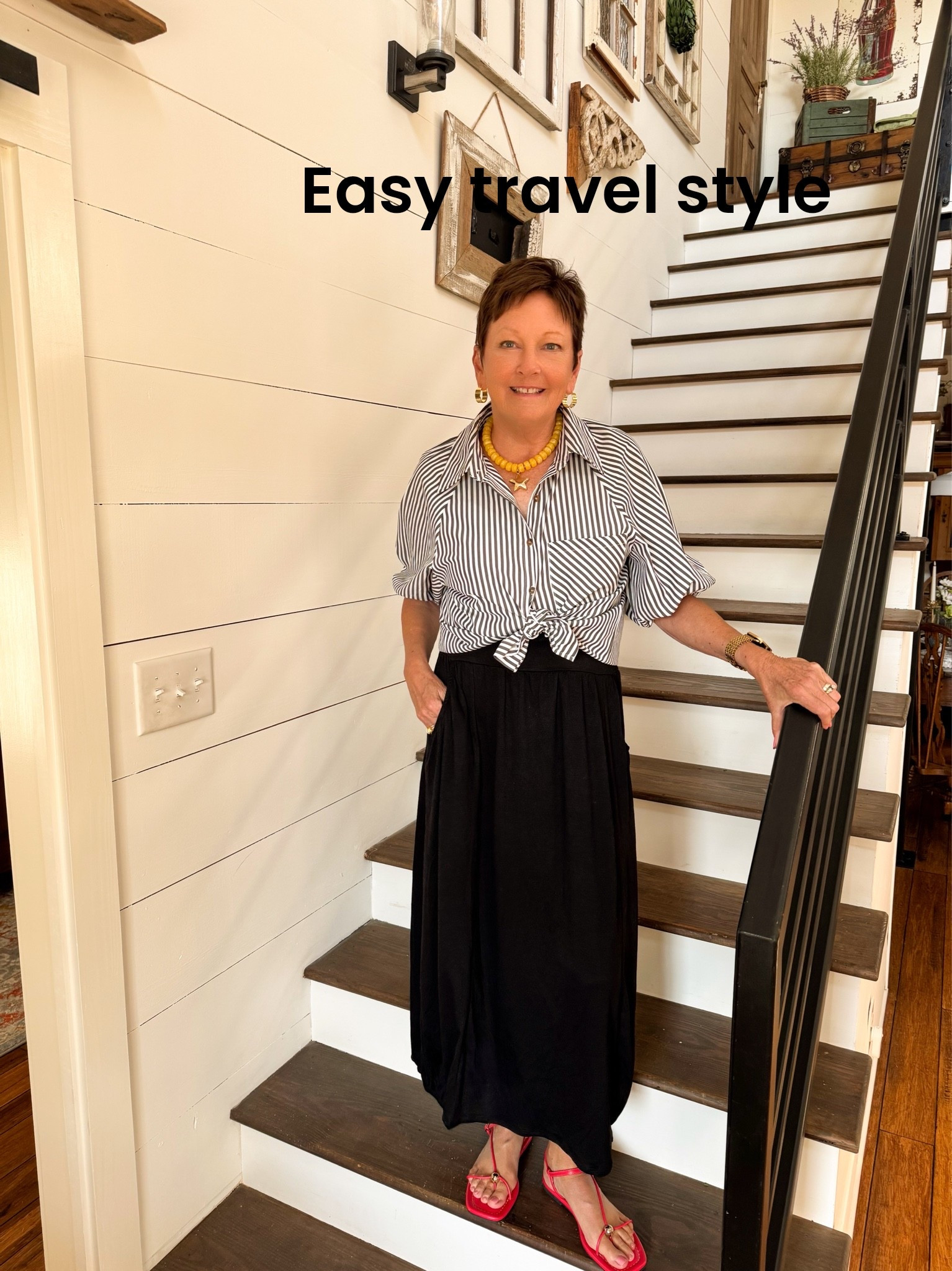 Looking for easy travel clothing?  This skirt and blouse is so comfortable and can be dressed up or down. See details.

#LTKOver40 #LTKTravel #LTKMidsize
