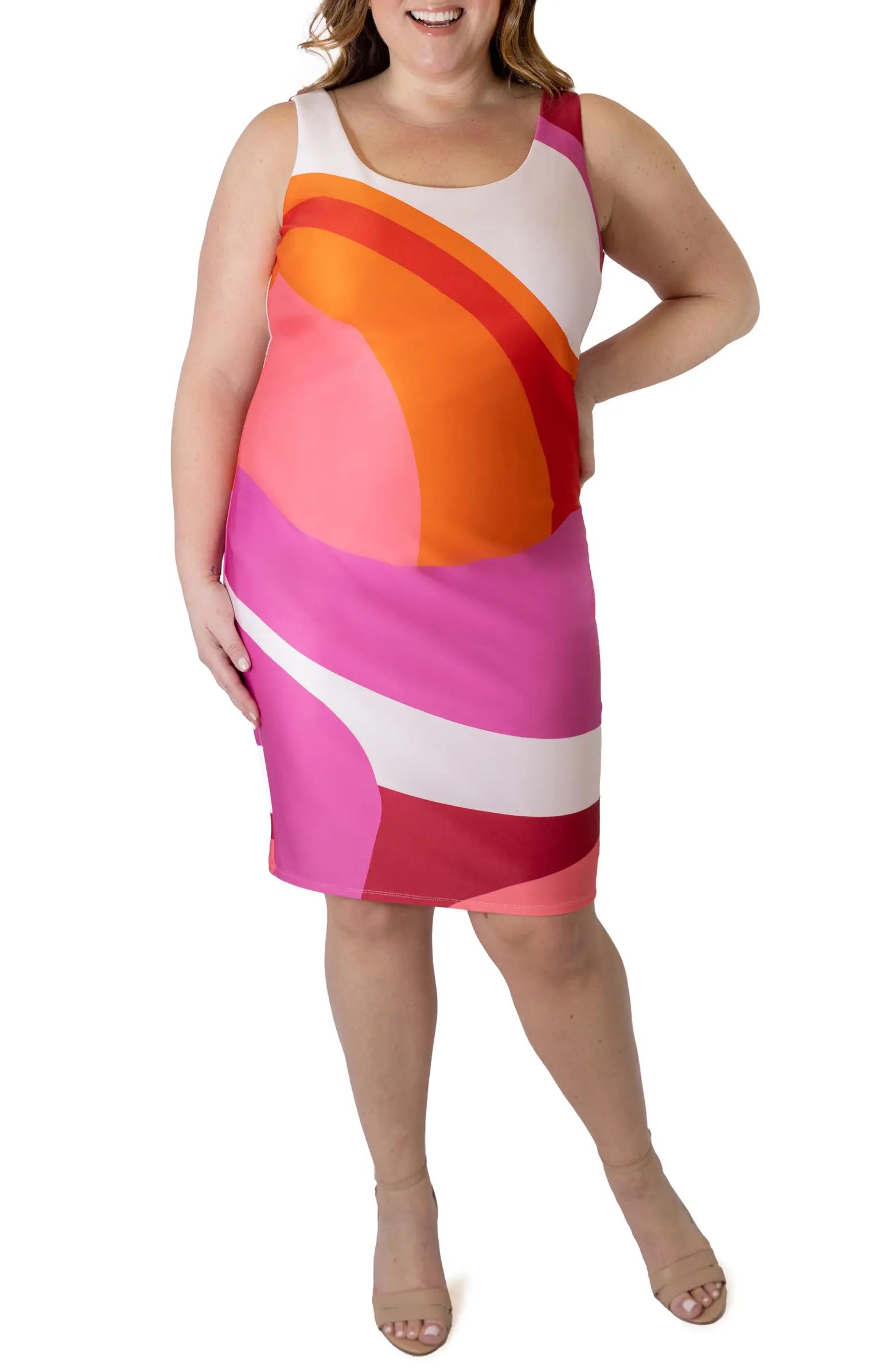 Abstract Print Scuba Sheath Dress | Nordstrom