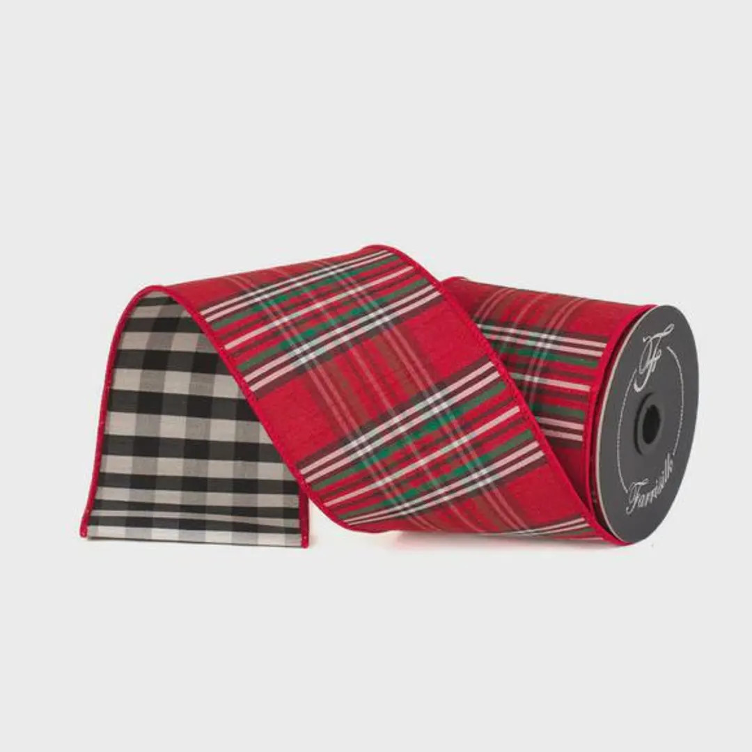 Farrisilk Red Plaid Christmas Ribbon – 4" X 10 Yards Wired, Buffalo Check Back, Traditional Hol... | Etsy (US)