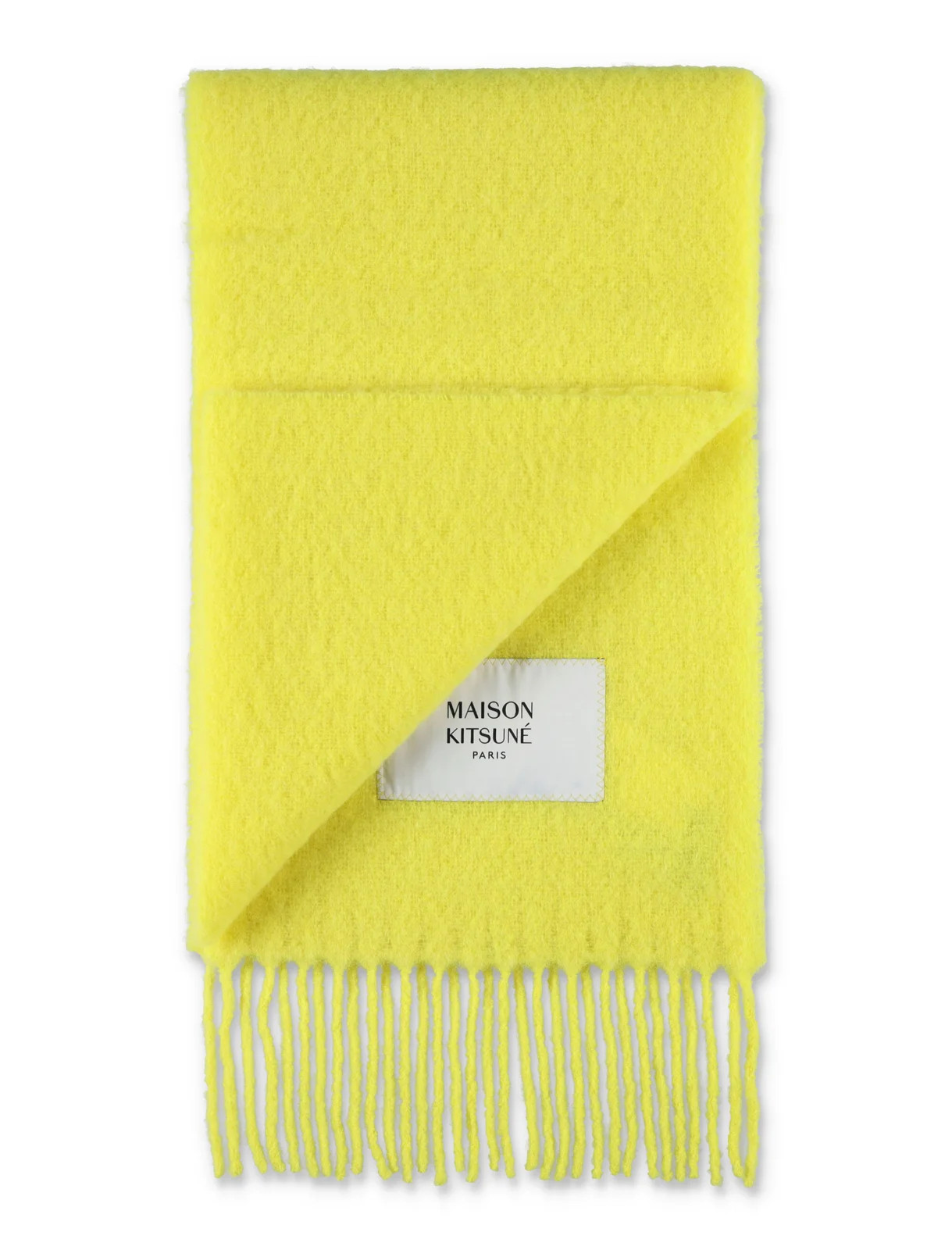 Maison Kitsuné Logo Patch Fringed Scarf | Cettire Global