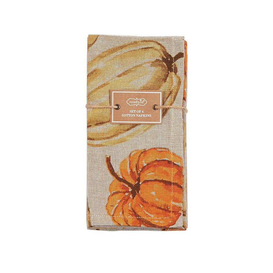 Mud Pie Watercolor Pumpkin Napkin Set, Multicolor, 18" x 18" | Amazon (US)