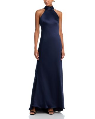 Aqua Sleeveless Satin Gown - Exclusive | Bloomingdale's (US)