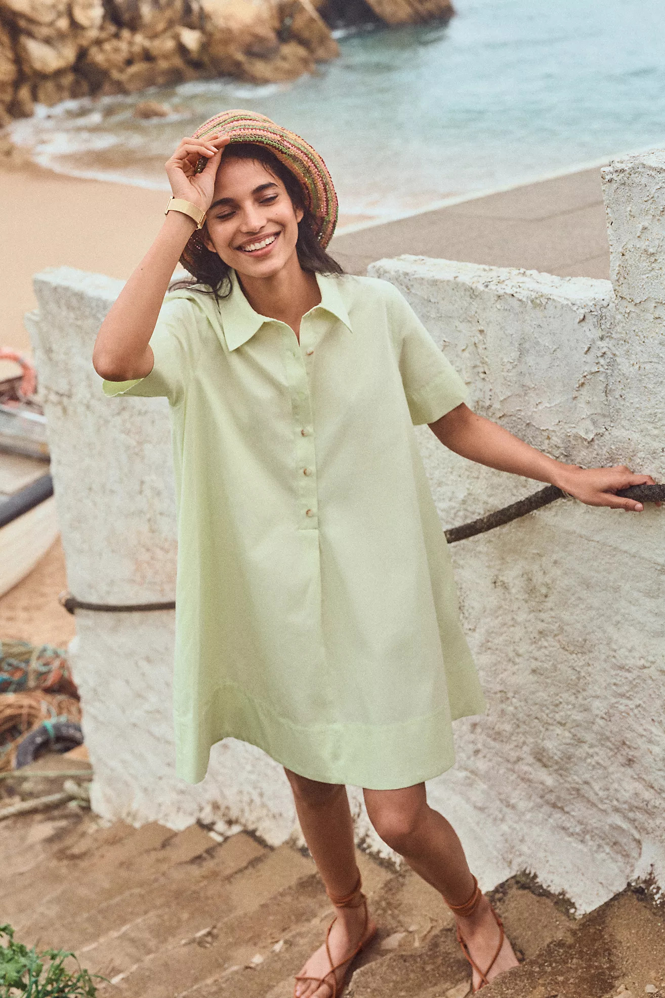 By Anthropologie Short-Sleeve Swing Tunic Mini Dress | Anthropologie (US)