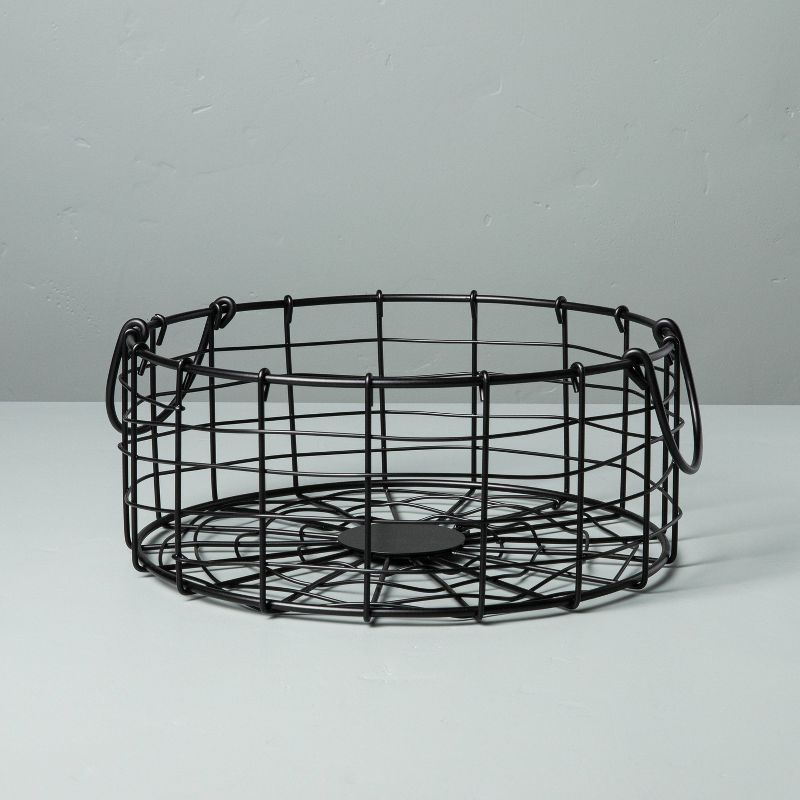 Round Wire Storage Basket with Handles Black - Hearth & Hand™ with Magnolia | Target