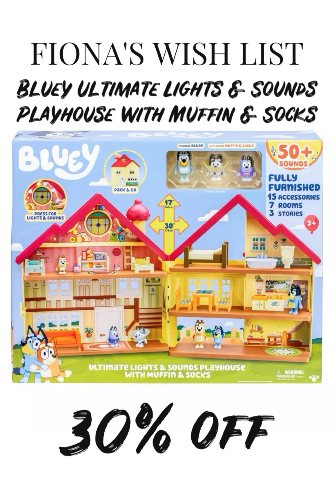 Bluey Ultimate Lights & Sounds Playhouse with Muffin & Socks (Target Exclusive) is 30% off making it under $50 and top of Fiona’s wish list 

#LTKKids #LTKFindsUnder50 #LTKGiftGuide