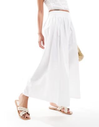 Bershka poplin maxi skirt in ecru | ASOS (Global)