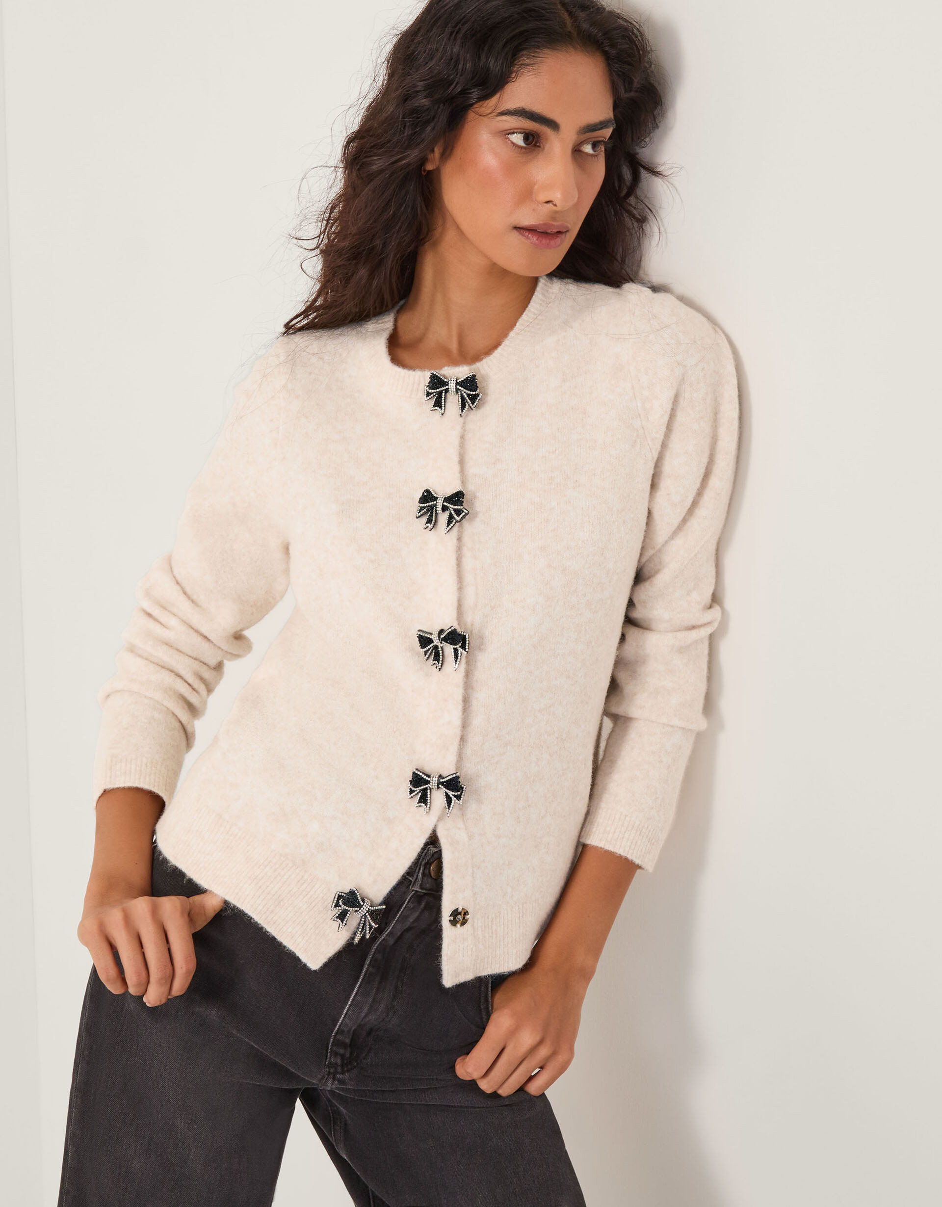 Bee Embellished Bow Cardigan Ivory | Monsoon (UK)
