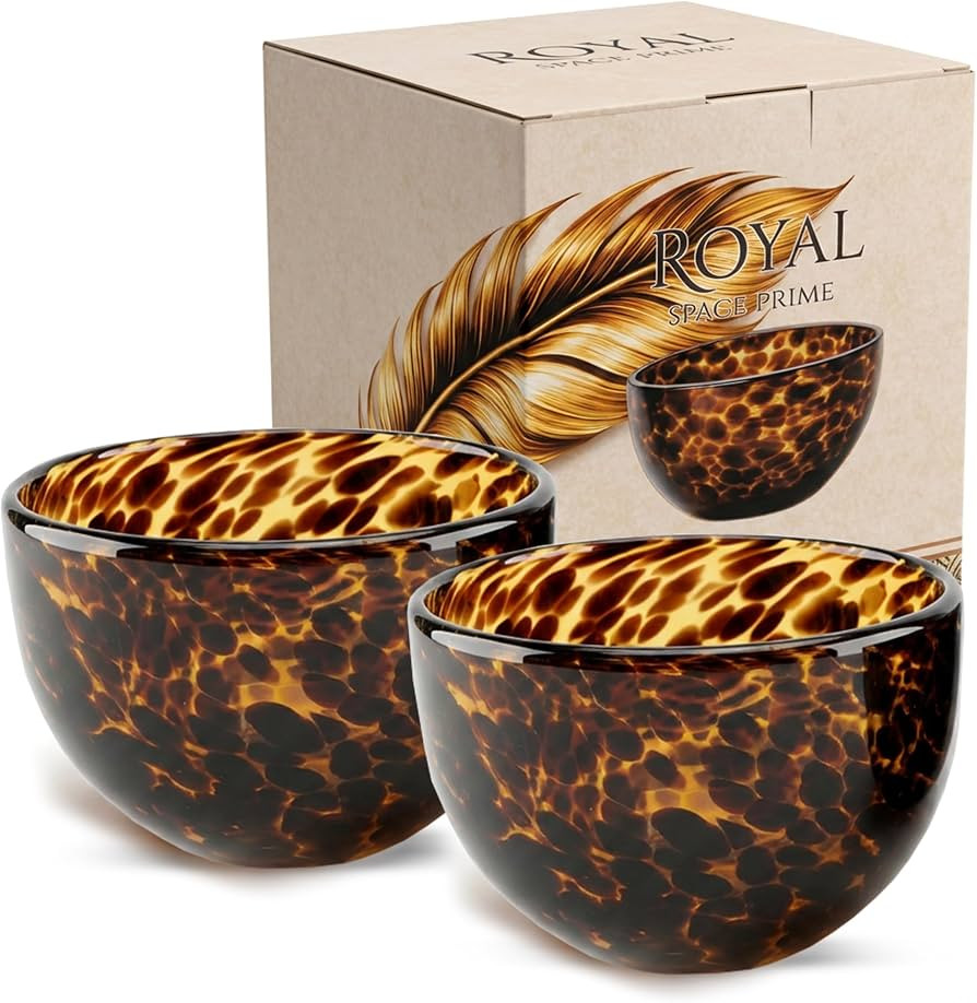 Tortoise Shell Glass Bowls - Set of 2 | Animal Print Bowls for Vanity, Serveware and Accessories ... | Amazon (US)