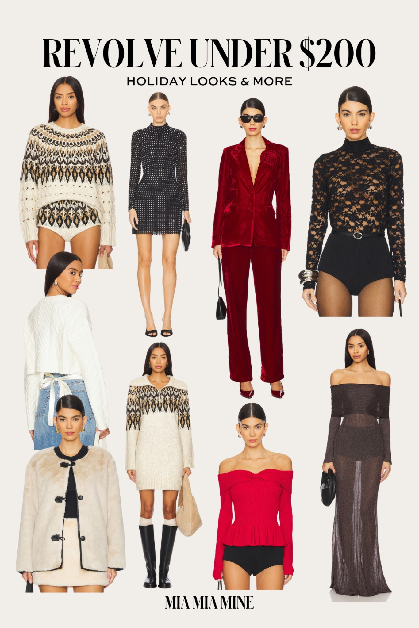 Revolve holiday and Christmas outfits under $200
Steve Madden velvet suit
Afrm off the shoulder dress
Lace bodysuit 
Christmas sweater
Fair isle sweater 

#LTKSeasonal #LTKFindsUnder100 #LTKHoliday