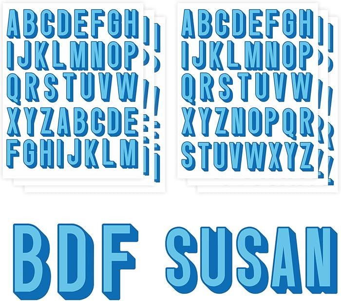 234 pcs Custom Name Initial Letter Stickers, 6 Sheets Shadow Vinyl Monogram Decal, Personalized A... | Amazon (US)