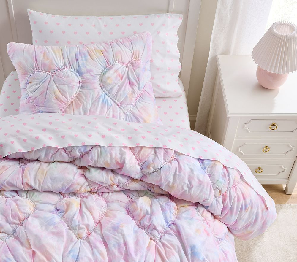 Textured Tie-Dye Heart Comforter & Shams | Pottery Barn Kids