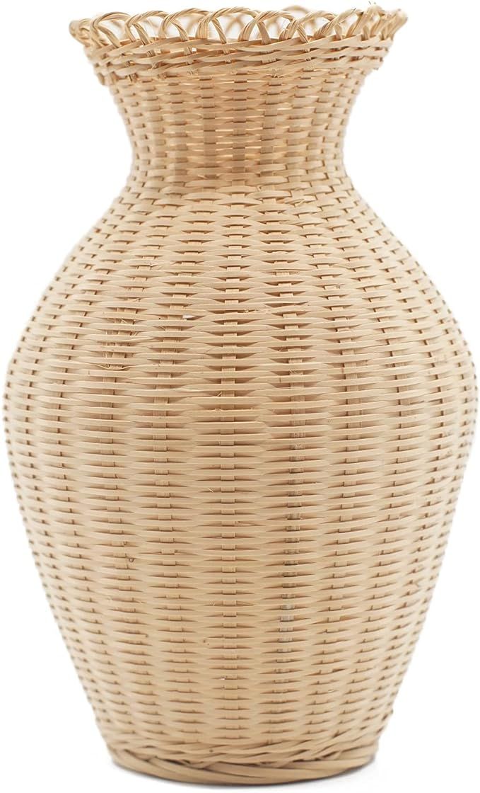 Hand Woven Vase Flower Basket Vase Rustic Country Bamboo Vase French Vintage Vases Floral Vase Or... | Amazon (US)