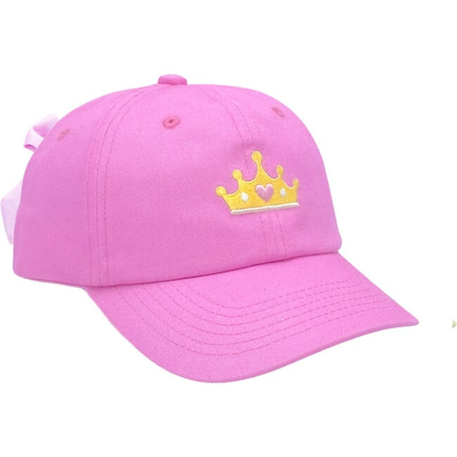 Princess Crown Bow Baseball Hat, Magenta | Maisonette
