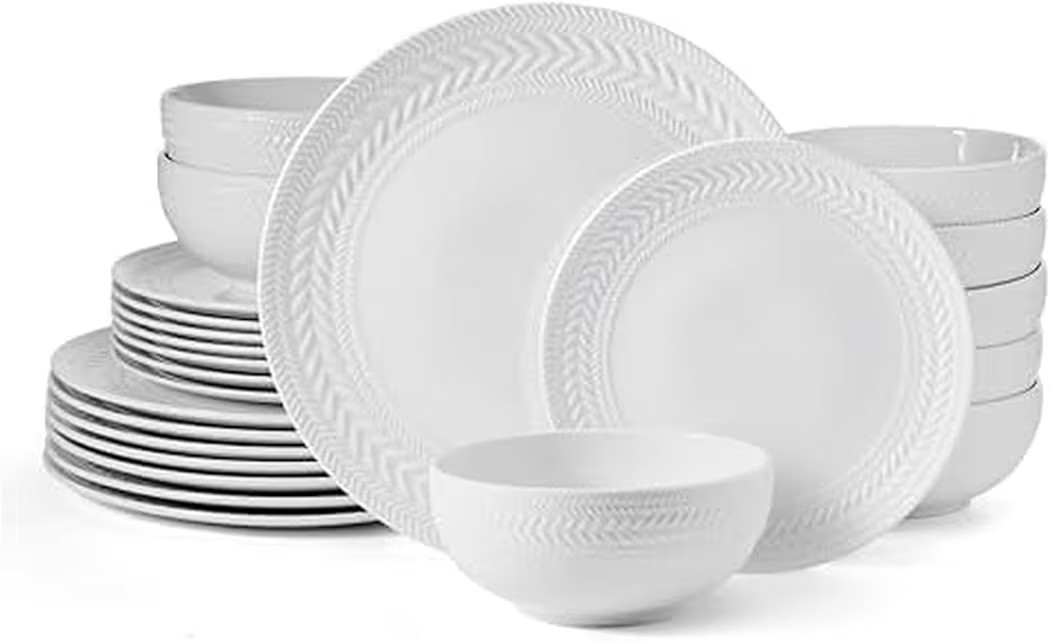 Pfaltzgraff Josephine 24 piece Dinnerware Set, Service for 8, White | Amazon (US)