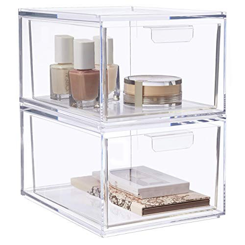 STORi Audrey Stackable Cosmetic Organizer Drawers | Set of 2 | Clear | 4.5-Inches Tall | Amazon (US)