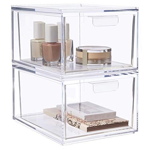 STORi Audrey Stackable Cosmetic Organizer Drawers | Set of 2 | Clear | 4.5-Inches Tall | Amazon (US)