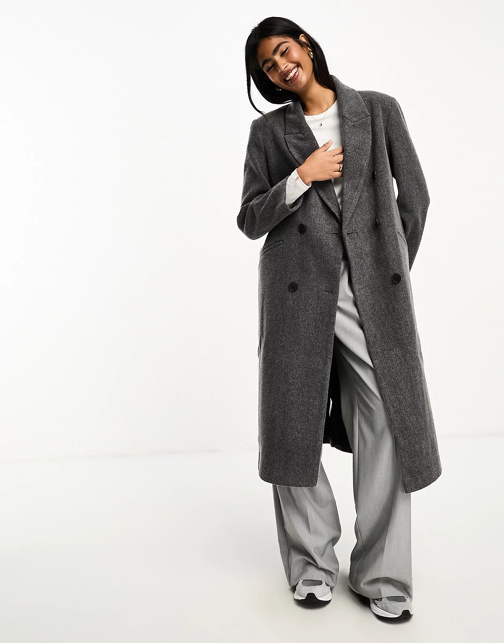 ASOS DESIGN twill dad coat in school gray | ASOS (Global)
