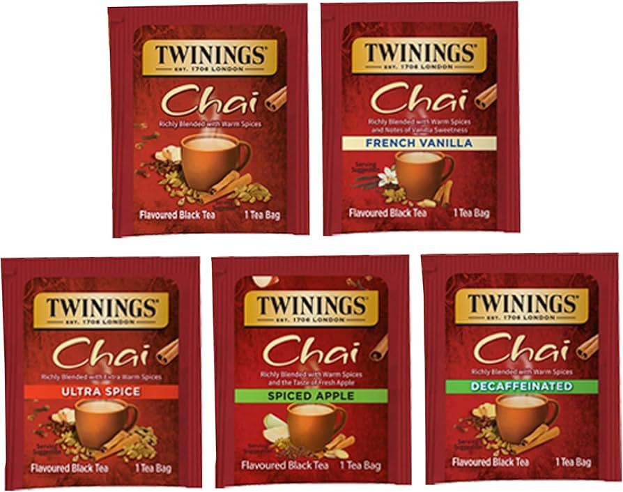 Twinings Chai Black Tea Bag Sampler Assortment, Variety Pack (20 Count) 5 Different Flavors for T... | Amazon (US)