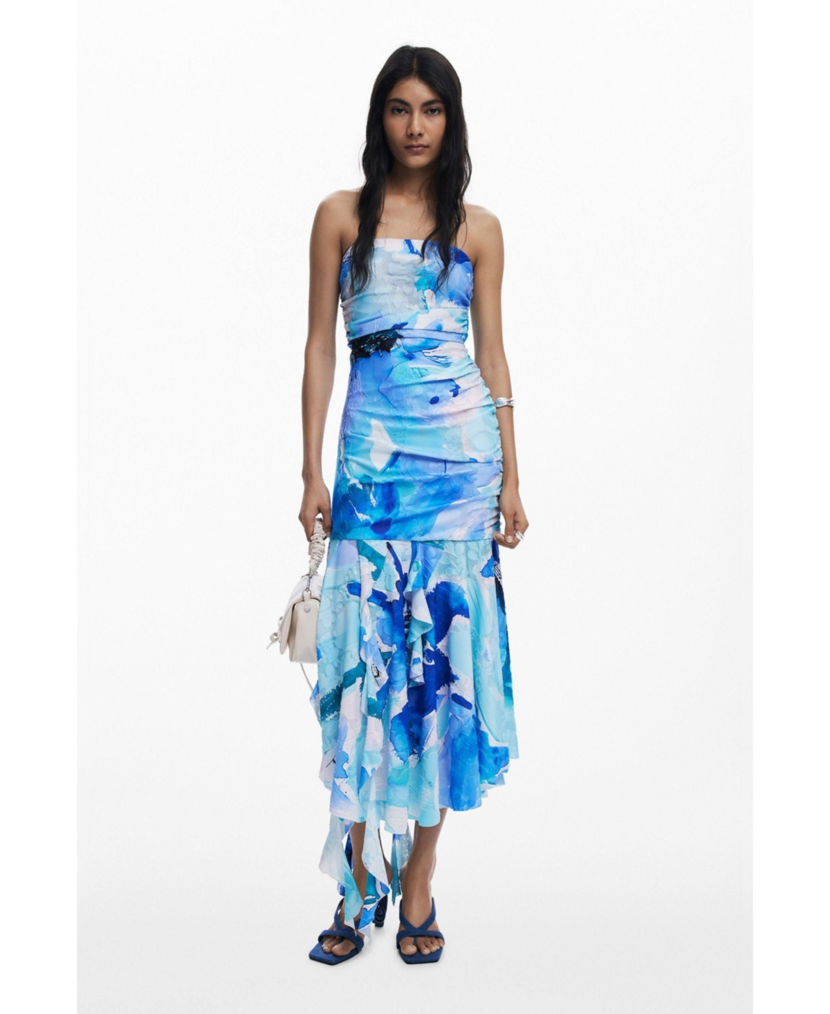 Desigual Women's Asymmetric bandeau dress - Blue | Macy's