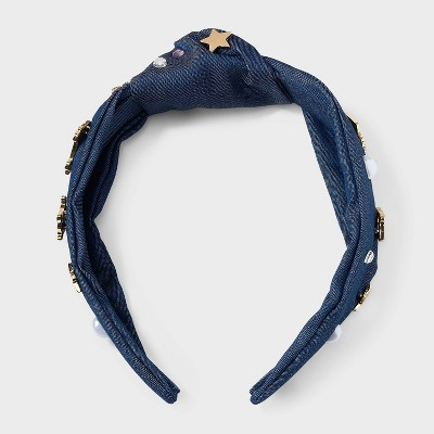 Teacher Icon and Pearl Charm Top Knot Headband - Multicolor | Target