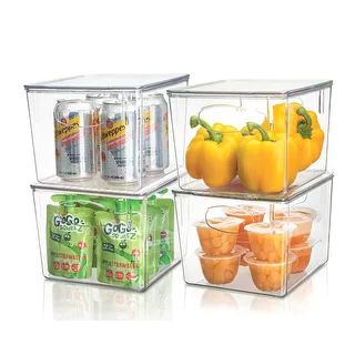 Stackable Fridge/Freezer Bins Organizer w Lid Food Storage Containers - On Sale - Overstock - 348... | Bed Bath & Beyond