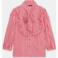 Zara - Striped Bow Shirt - White / Red - S - Woman | Zara UK