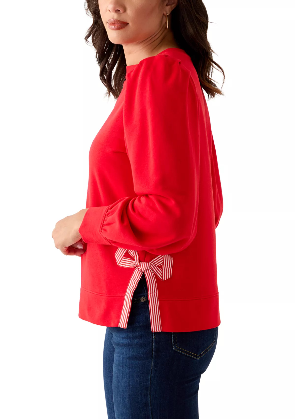 Women's Long Bow Puff Sleeve Sweatshirt | Belk