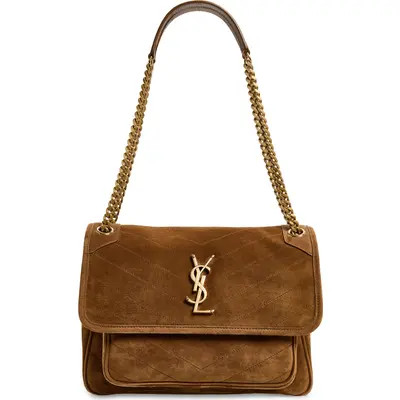 Saint Laurent Medium Niki Suede Shoulder Bag in Caramel Cognac at Nordstrom | Nordstrom