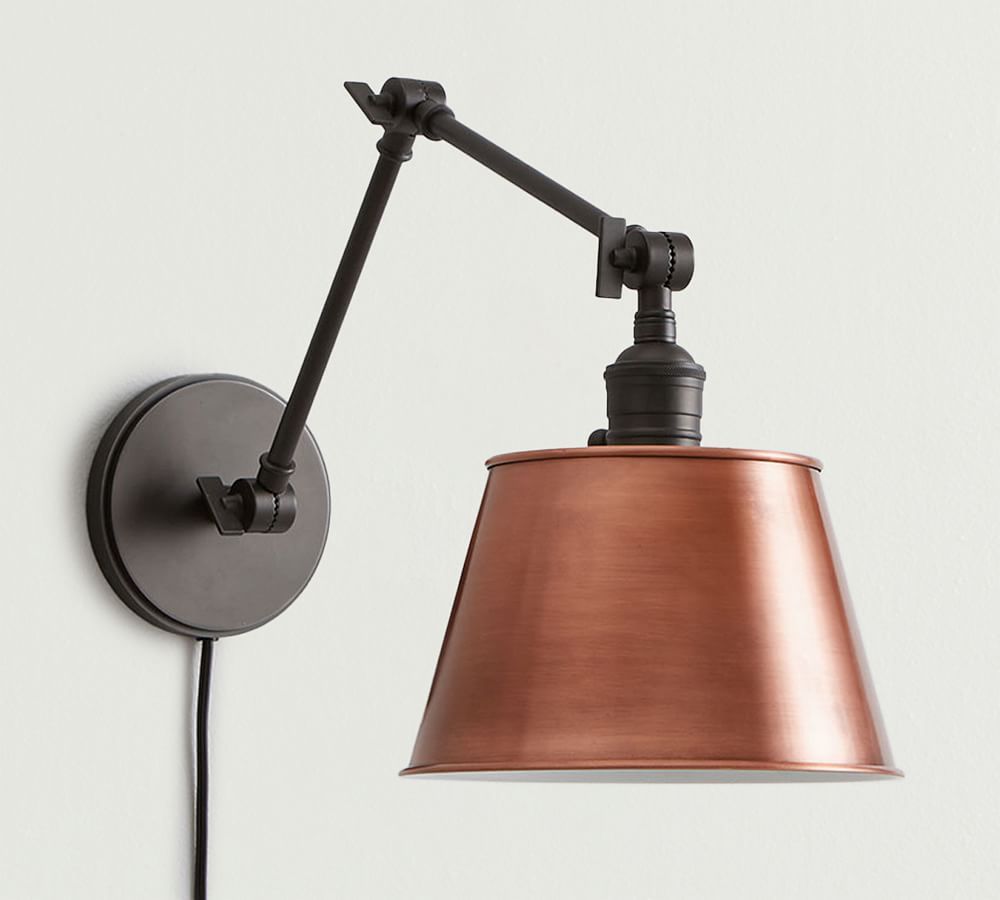 Tapered Metal Shade Plug-In Articulating Sconce | Pottery Barn (US)