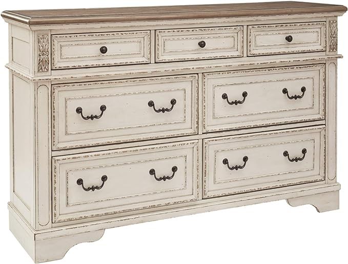 Signature Design by Ashley Realyn French Country 7 Drawer Two Tone Dresser, Chipped White | Amazon (US)
