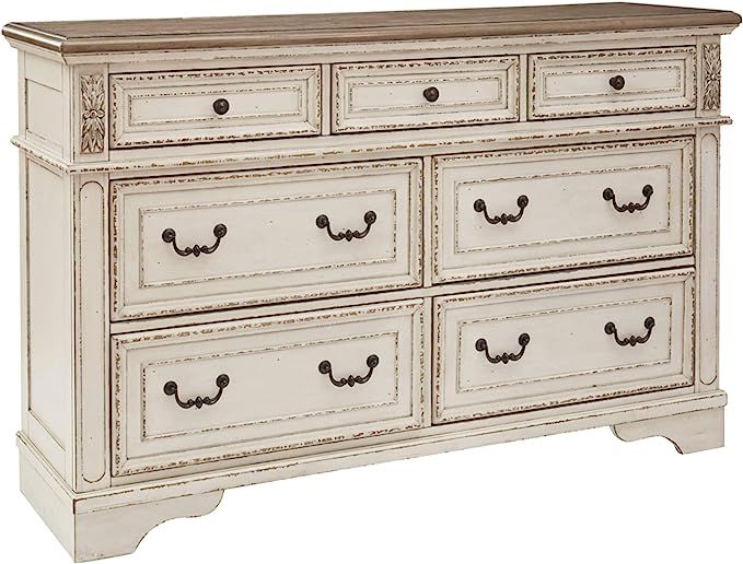 Signature Design by Ashley Realyn French Country 7 Drawer Two Tone Dresser, Chipped White | Amazon (US)