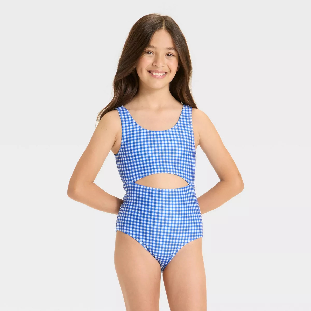 Girls' Gingham Printed One Piece Swimsuit - Cat & Jack™ | Target