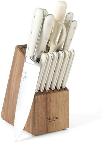 MARTHA STEWART Eastwalk 14 Piece High Carbon Stainless Steel Cutlery Kitchen Knife Block Set w/AB... | Amazon (US)