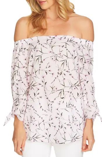 Women's Cece Graceful Floral Off The Shoulder Top, Size X-Small - Pink | Nordstrom