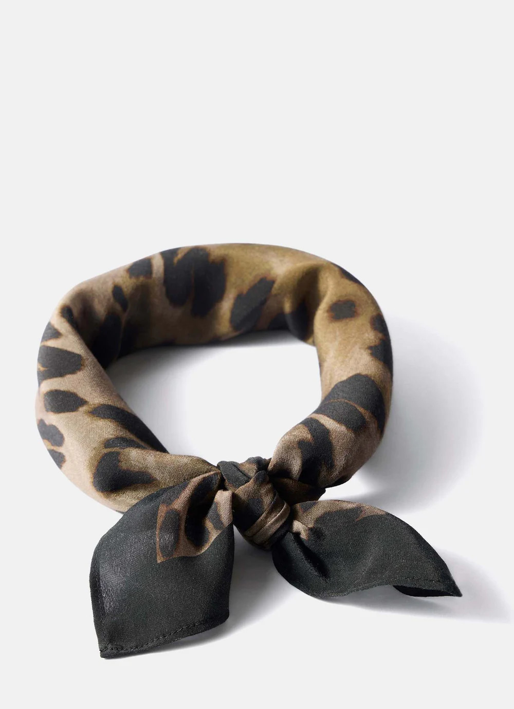 Black Leopard Print Cotton Square Neck Scarf | Mint Velvet - US