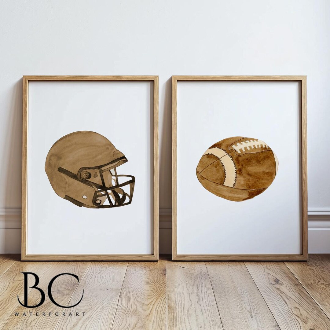 Watercolor Football Print Set, Football Posters, Sport Art Prints, Football Helmet and Ball, Foot... | Etsy (US)
