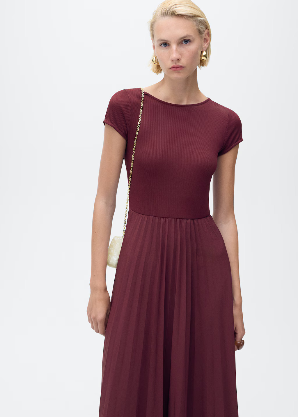 Combined pleated dress - Women | MANGO USA | Mango (US/MX/AU)
