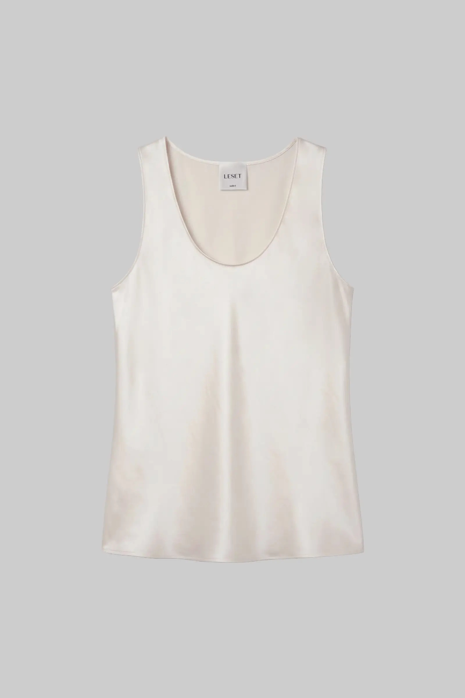 LESET Barb Bias Tank in Creme in Satin | LESET