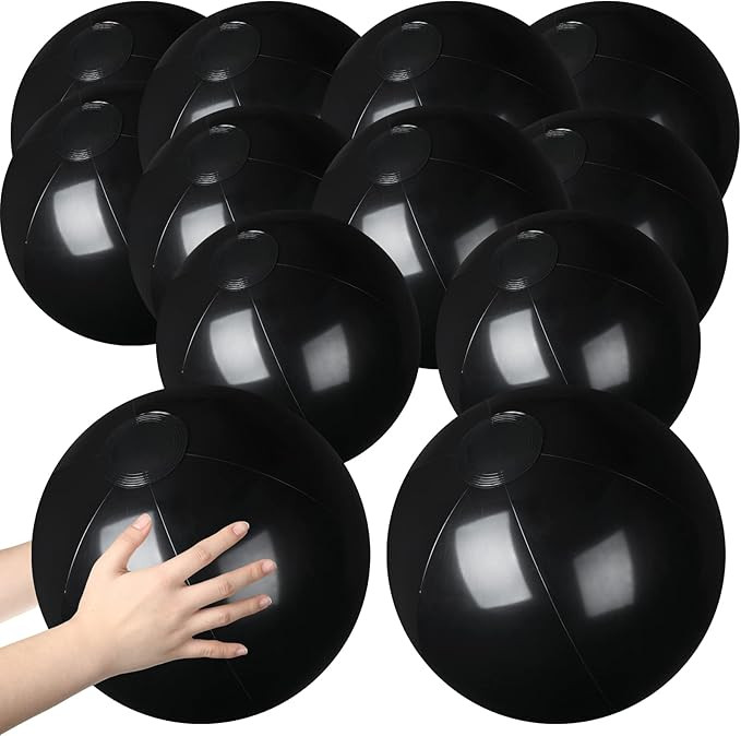 Raiten 24 Pcs 12 Inch Black Beach Ball Bulk Large Inflatable Ball Floating Ball for Swimming Pool... | Amazon (US)