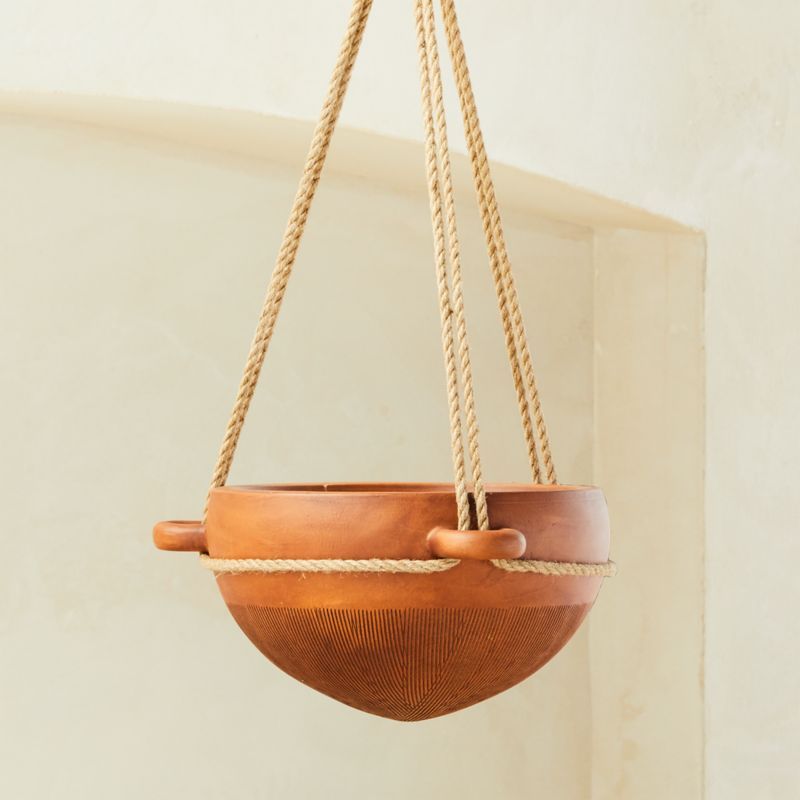 Salvador Brown Hanging Planter LargeCB2 Exclusive In stock and ready to ship. ZIP Code 46037Chan... | CB2