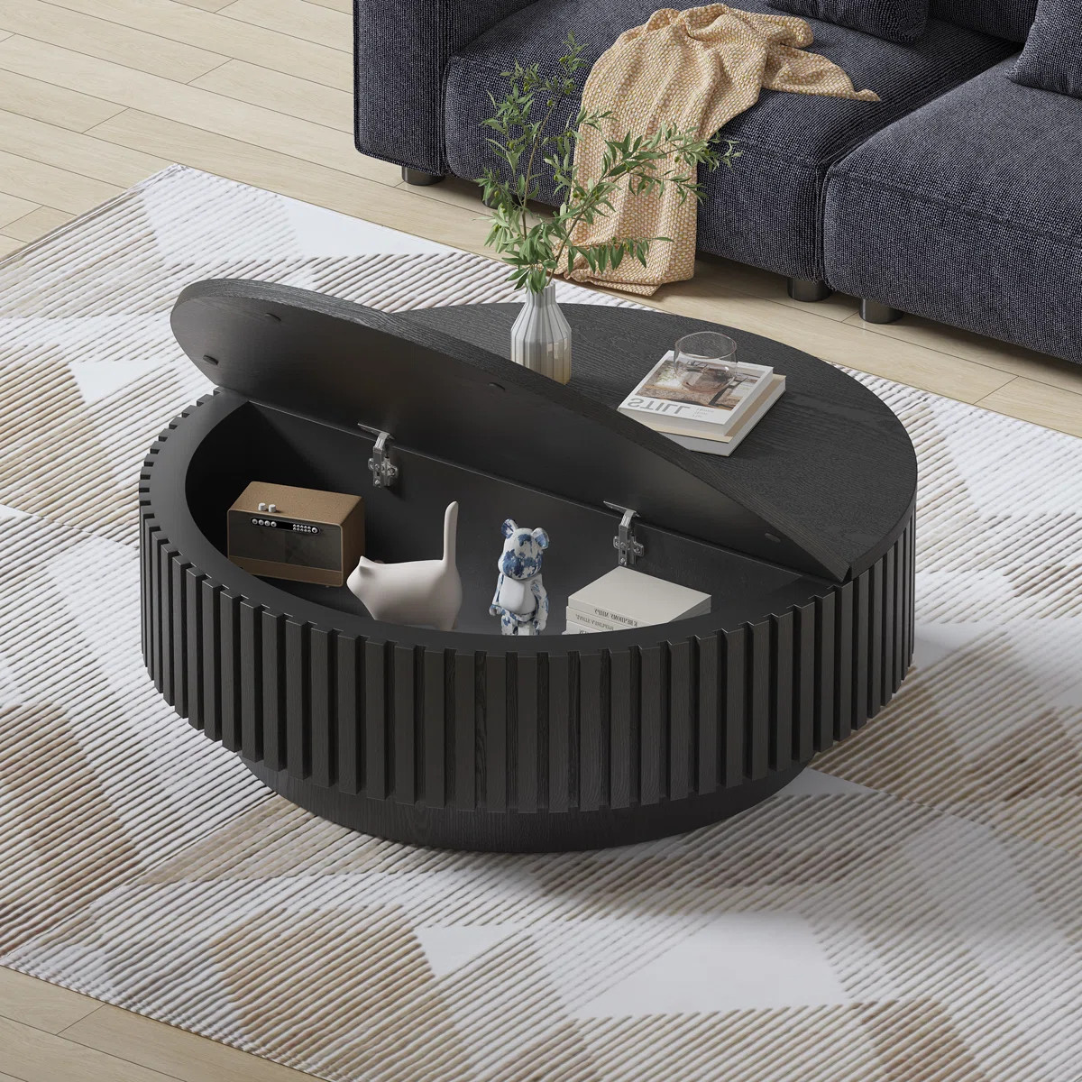 Brasen 31.5" Modern Round Coffee Table,Wood Coffee Table with Storage for Living Room | Wayfair North America