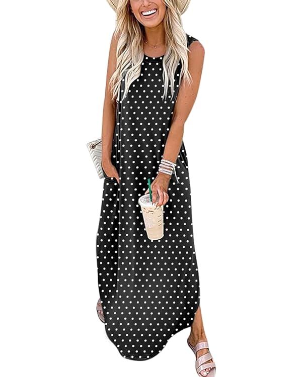 ANRABESS Women's Casual Loose Sundress Long Dress Sleeveless Split Maxi Dresses Summer Beach Dres... | Amazon (US)