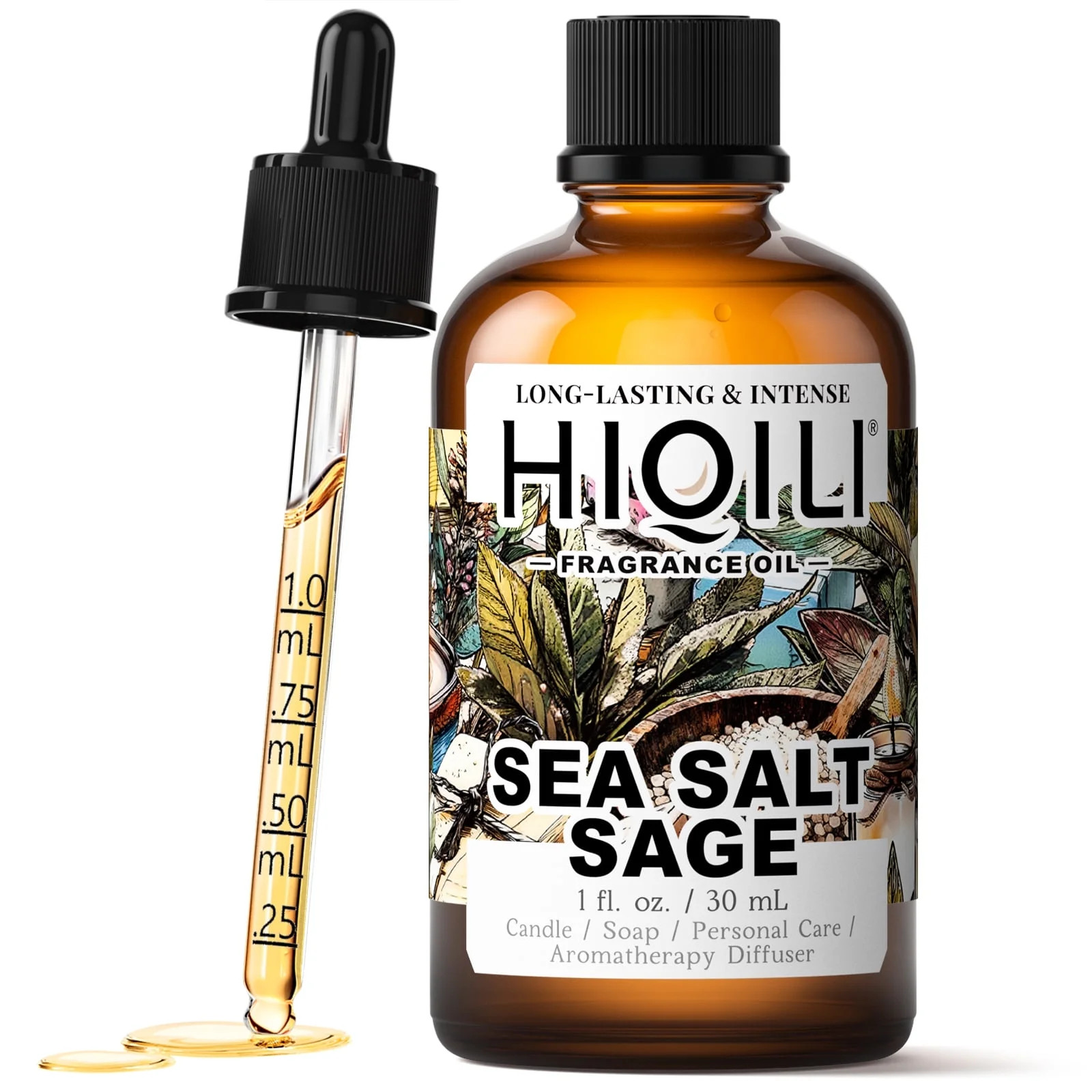 HIQILI Sea Salt Sage Fragrance Oil, 30mL Fresh Scent for Clean Diffuser Soap Candle Making Laundr... | Walmart (US)